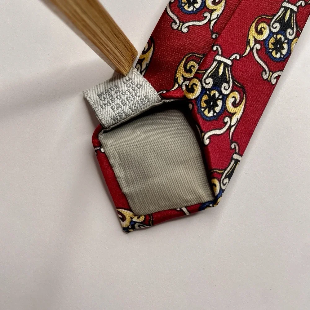 Stafford Executive 100% Silk USA‎ Made Red Geometric Neck Tie Business Formal